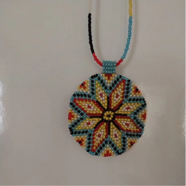 El Yapımı Kum Boncuk Mandala Kolye - 2