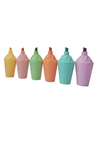 Dondurmalı Fosforlu Kalem 1 Paket 6 Renk Dondurma Figürlü İşaret Kalemi Mini 6 lı Fosforlu Kalem - 4