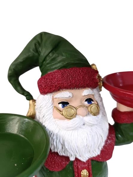 Noel Baba Ellerinde Tabaklar Taşıyan Tabaklı Sunum,Çerezlik - Kahvaltı - Kahve - Meyve Sunum Tabağı - 2