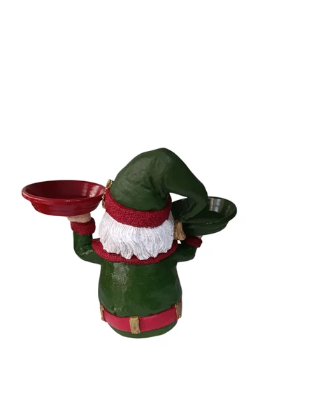 Noel Baba Ellerinde Tabaklar Taşıyan Tabaklı Sunum,Çerezlik - Kahvaltı - Kahve - Meyve Sunum Tabağı - 4