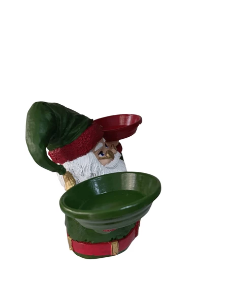 Noel Baba Ellerinde Tabaklar Taşıyan Tabaklı Sunum,Çerezlik - Kahvaltı - Kahve - Meyve Sunum Tabağı - 3