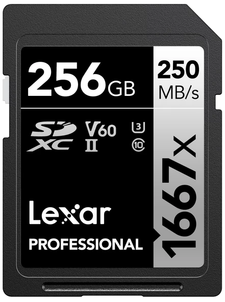 BIGBOY LEXAR 256GB LSD256CB1667 SD PROFESSIONAL 1667X SDXC UHS-II CARDS UP TO 250MB/S READ 120MB/S WRITE C10 V60 U3