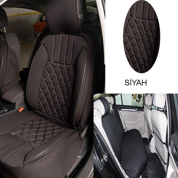 Oto Koltuk Minderi Full Set Takım - Siyah Renk Takmatik Pratik - 2
