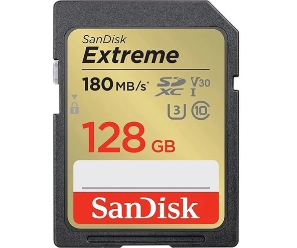 Sandisk 128GB Extreme SDXC Card 180MB/s V30 UHS-I U3 Hafıza Kartı SDSDXVA-128G-GNCIN