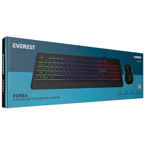 EVEREST KM-R59, FORZA, Rainbow Isikli, Türkçe Q, USB Kablolu, Gaming, Klavye Mouse Set - 5