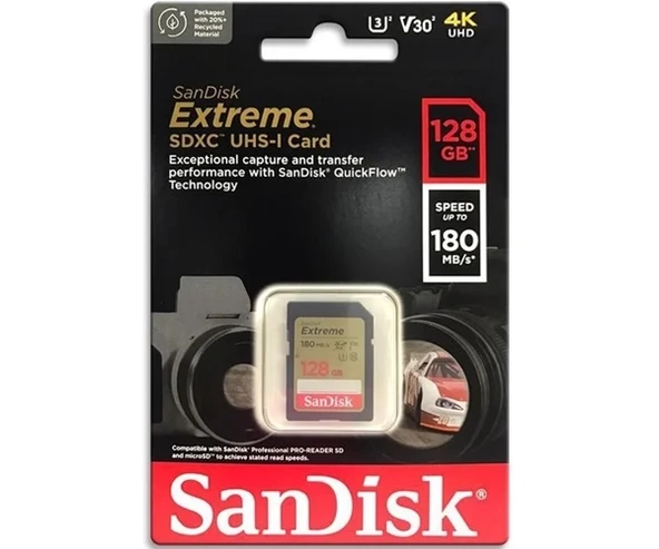 Sandisk 128GB Extreme SDXC Card 180MB/s V30 UHS-I U3 Hafıza Kartı SDSDXVA-128G-GNCIN - 3