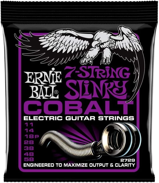 Ernie Ball P02729 Slinky 7-String Cobalt 7 Telli Elektro Gitar Teli 11-58