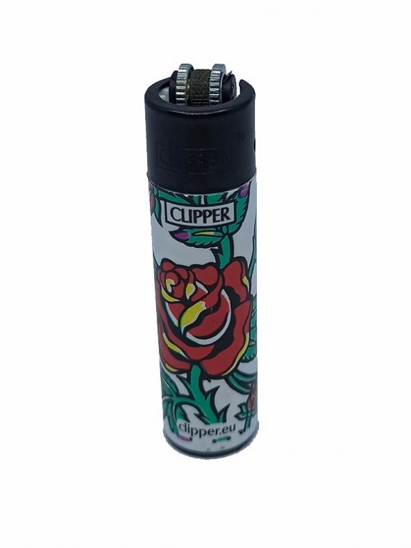 TİTU MARKET CLIPPER MODEL TEK PÜRMÜZ GÜL DESENLİ RENKLİ  ÇAKMAK