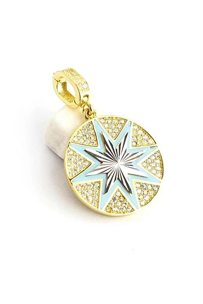 Mineli 925Ayar Gümüş Üzerine Altın Kaplama Zirkon Taş Detaylı Luxury Tasarım Trend Kolye Ucu ürün görseli