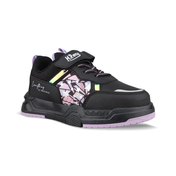 Büyük Kız Çocuk Sneaker - Siyah-Mor, Cırtlı - 3