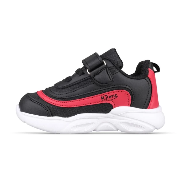 Küçük Kız Çocuk Sneaker - Siyah-Kırmızı, Cırtlı - 2