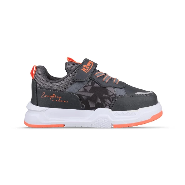 Büyük Erkek Çocuk Sneaker - Füme, Cırtlı