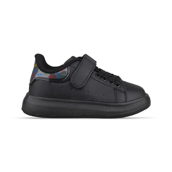 Küçük Erkek Çocuk Sneaker - Siyah, Cırtlı