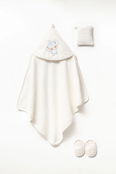 Moi Noi Bebek Bornoz Seti Sincap Model 4 lü - 2