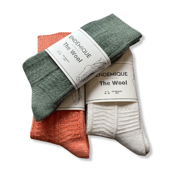 Endémique Studio The Wool Plain Baby Blue-Kadın Çorap - 4