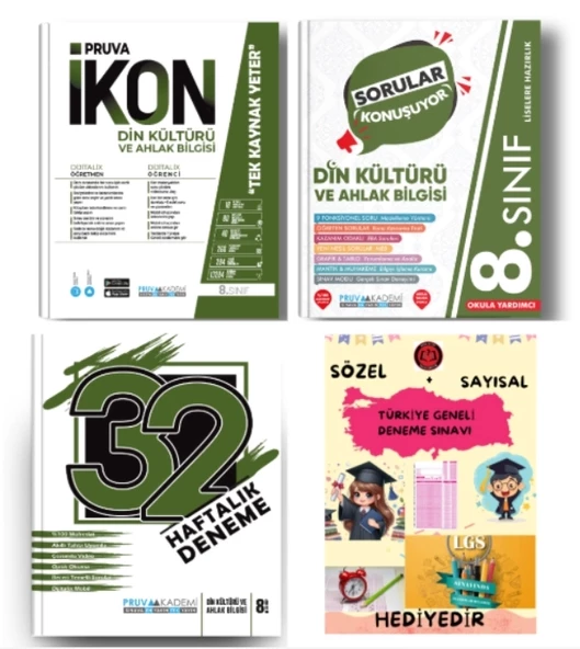 PRUVA AKADEMİ YAYINLARI 8.SINIF DİN KÜLTÜRÜ İKON SORU BANKASI+32 HAFTA DİN KÜLTÜRÜ DENEME+DİN KÜLTÜRÜ SORULAR KONUŞUYOR+