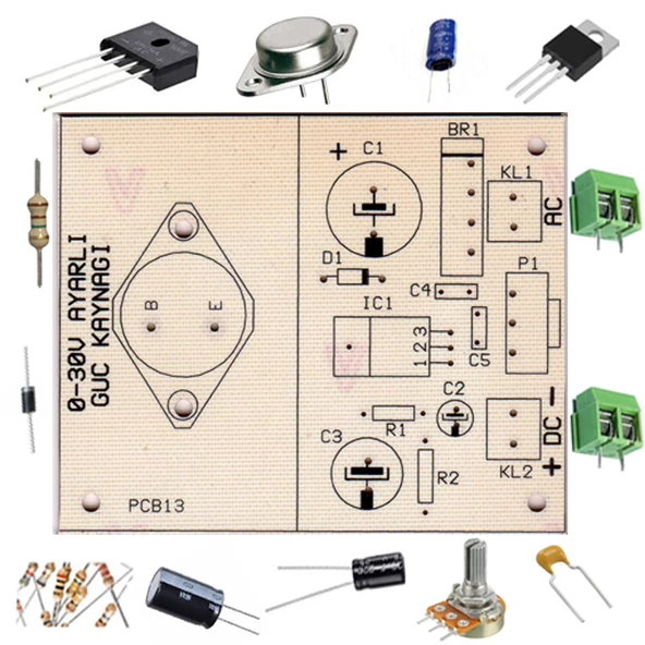 0-30V 1.5A Ayarlı Güç Kaynağı Devresi AC Giriş DC Çıkış - Demonte(Montesiz) - Resim 2