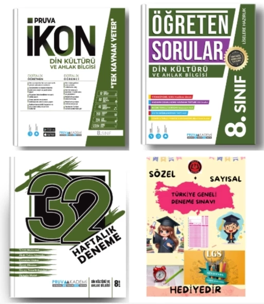 PRUVA AKADEMİ YAYINLARI 8.SINIF DİN KÜLTÜRÜ İKON SORU BANKASI+32 HAFTA DİN KÜLTÜRÜ DENEME+DİN KÜLTÜRÜ ÖĞRETEN SORULAR+HE ürün görseli