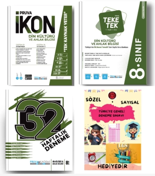 PRUVA AKADEMİ YAYINLARI 8.SINIF DİN KÜLTÜRÜ İKON SORU BANKASI+32 HAFTA DİN KÜLTÜRÜ DENEME+DİN KÜLTÜRÜ TEKE TEK+HEDİYE ürün görseli