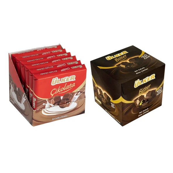 Ülker Sütlü ve Bitter %60 Kare Çikolata 60 gr 6 lı x 2 li Set ürün görseli 1