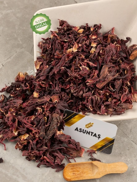 ASUNTAŞ Hibiskus Çayı Nar Çiçeği Kurusu Doğal Katkısız Vakumlu Paket 100g