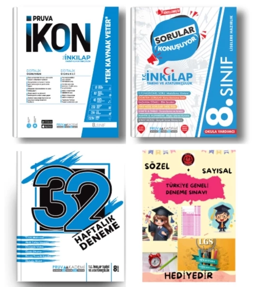 PRUVA AKADEMİ YAYINLARI 8.SINIF İNKİLAP TARİHİ İKON SORU BANKASI+32 HAFTA İNKİLAP TARİHİ DENEME+İNKİLAP TARİHİ SORULAR K ürün görseli