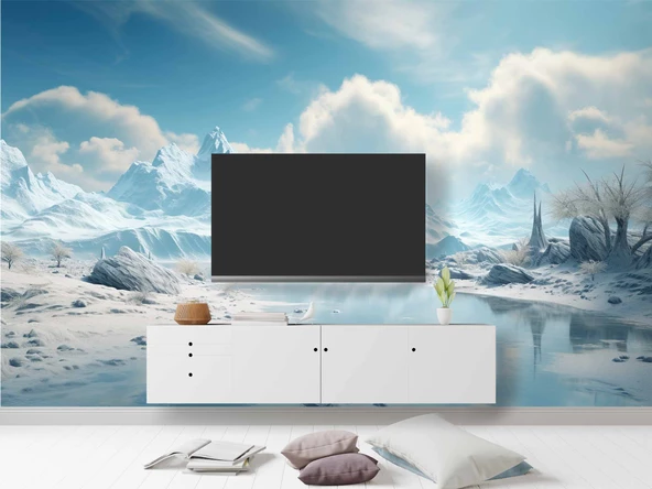 Kutuplar Dağ Manzaralı Duvar Kağıdı - Resim 3