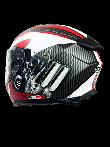 SWAY 865 FULL FACE ENGINE WHITE RED Medium - 3