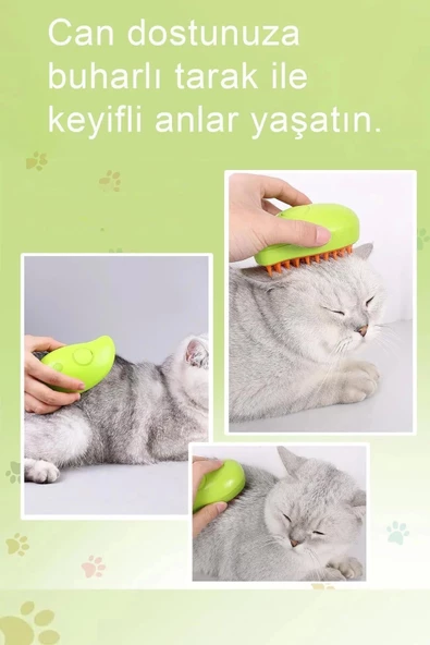 Buharlı Tüy Toplayıcı Yumuşak Kedi Köpek Tarama Fırçası Masaj Tüy Temizleme Bakım Aleti Törpü Makas - 6