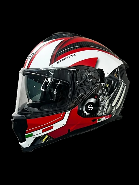 SWAY 865 FULL FACE ENGINE WHITE RED Medium