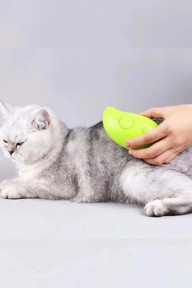 Buharlı Tüy Toplayıcı Yumuşak Kedi Köpek Tarama Fırçası Masaj Tüy Temizleme Bakım Aleti Törpü Makas - 8