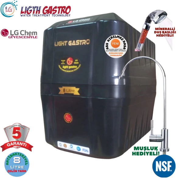 LİGHT GASTRO SİYAH 8 LİTRE 7 FİLTRE 14 AŞAMA SU ARITMA CİHAZI