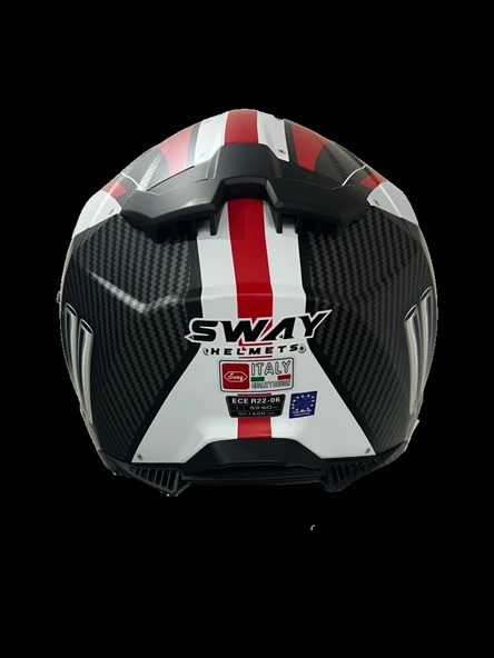 SWAY 865 FULL FACE ENGINE WHITE RED Medium - 4