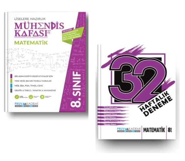 PRUVA AKADEMİ YAYINLARI 8.SINIF MATEMATİK MÜHENDİS KAFASI+32 HAFTA MATEMATİK DENEME