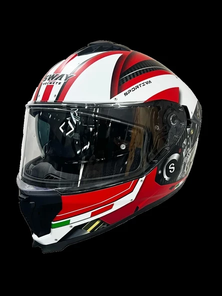 SWAY 865 FULL FACE ENGINE WHITE RED Large - 2
