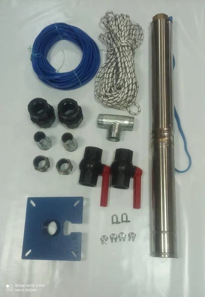 4SD10/10 2HP ALARKO TRİFAZE 30 MT YASSI KABLOLU  60 MT HALATLI ÇİFT VANALI AKITMA BAŞLIKLI  TAKIM DALGIÇ POMPA - Resim 5