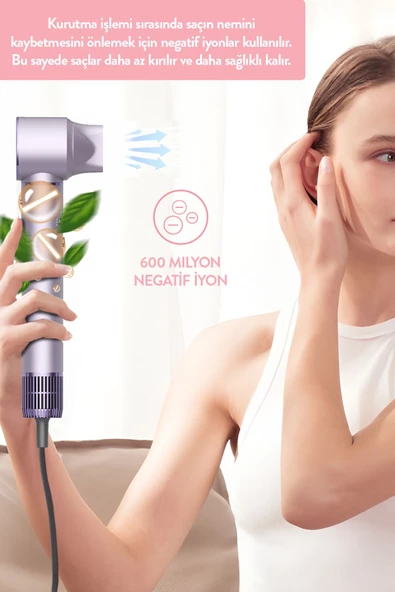 Sinbo Pro Airwrap Compact Uzun Multi-styler Hava Üfleme 5in1 Saç Şekillendirici Bldc Motor Shd-1719 -Mor - 4