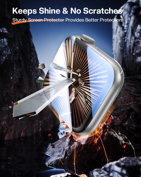 Apple Watch 10/11 Serisi 46mm Polymer Nano Ekran Koruyucu + Kolay Uygulama Aparatlı - 5