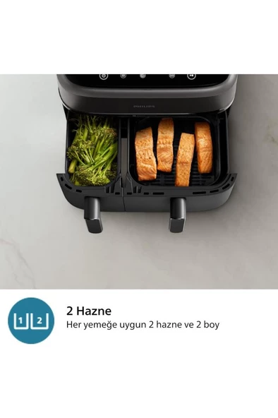 Philips NA350/00 3000 Serisi Çift Hazneli Airfryer - Resim 5