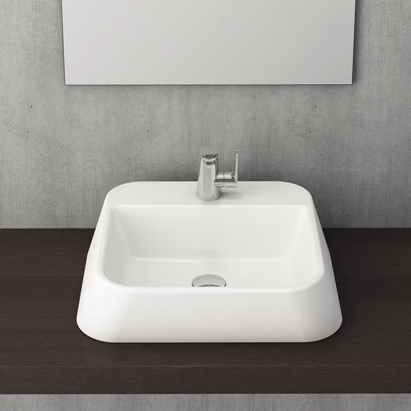 Bocchi Firenze Batarya Banklı Çanak Lavabo Parlak Beyaz 1074-001-0126 - 1