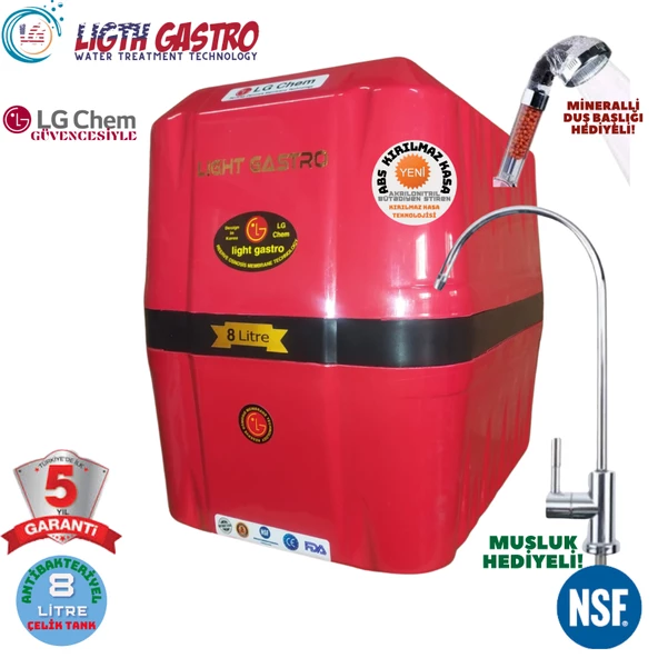 LİGHT GASTRO KIRMIZI SİYAH 8 LİTRE 7 FİLTRE 14 AŞAMA SU ARITMA CİHAZI ürün görseli