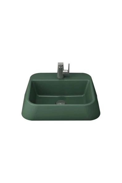 Bocchi 1074-027-0126 Firenze Batarya Banklı Çanak Lavabo Mat Yeşil