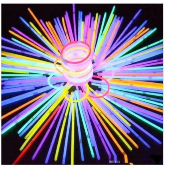 Fosforlu Çubuk Glow Stick Fosforlu Bileklik Neon Işık 100 adet - 3