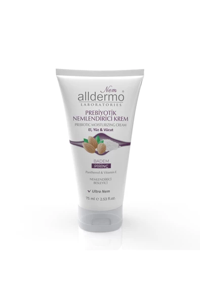 Alldermo Prebiyotik Nemlendirici El, Yüz, Vücut Krem Badem - Pirinç 75ML