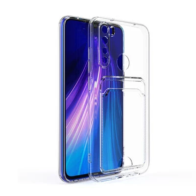 TechnoGuru  Redmi Note 8 Kılıf Kartlıklı Şeffaf Setra Clear Esnek Silikon Kapak