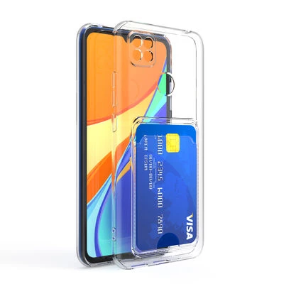 TechnoGuru  Redmi 9C Kılıf Kartlıklı Şeffaf Setra Clear Esnek Silikon Kapak