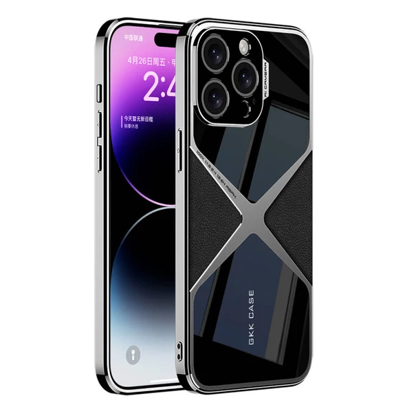 TechnoGuru  iPhone 14 Pro Max Kılıf Ultra İnce Kamera Korumalı PC Deri Görünümlü Casper Kapak