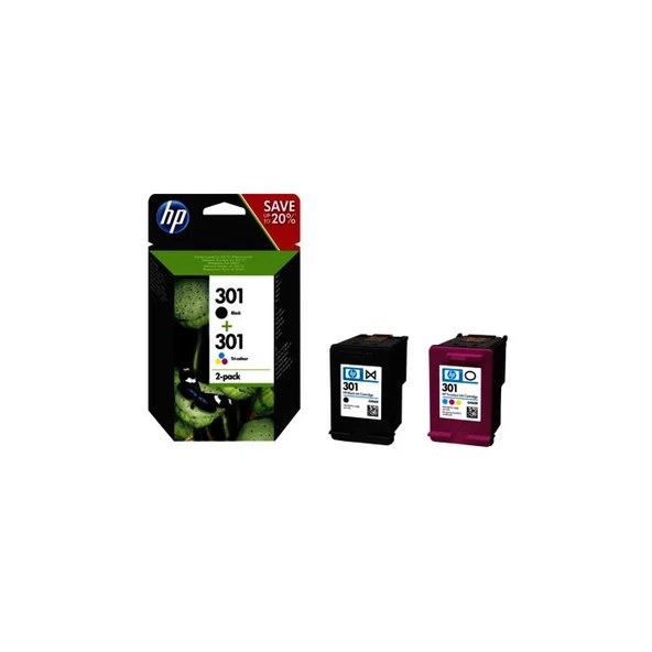 Hp N9J72Ae (301) Sıyah/Uc Renklı 2 Lı Paket Murekkep Kartusları 190/165 Sayfa