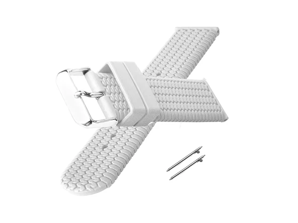 Fado 24  mm Akıllı Pimli  silikon  Baskılı Desenli Beyaz Saat Kordonu Kayışı(77) - Resim 3
