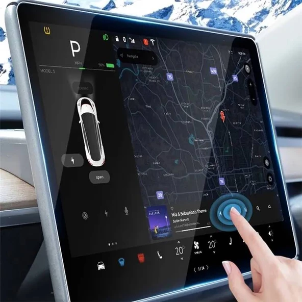 Tesla Model Y Zore Araç Multimedya Temperli Cam Ekran Koruyucu - 6